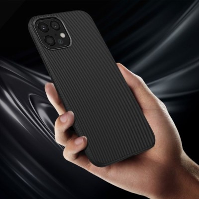 Apple iPhone 12 Pro Max Lenuo cieta silikona (TPU) melns apvalks | vacins.lv