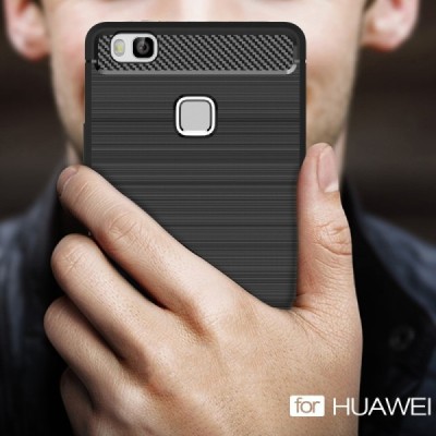 Huawei P9 Lite (Huawei Ascend P9 Lite, Huawei G9 Lite) „Carbon“ твердый силиконовый чехол (TPU) - черный | Vacins.lv