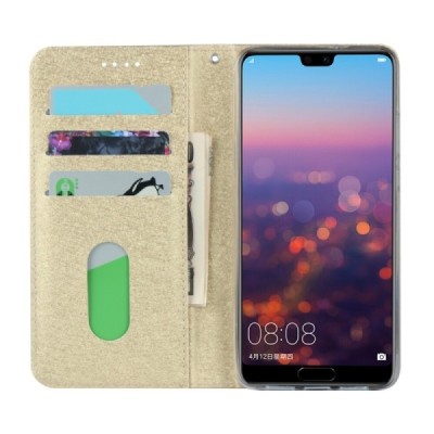 „Silk“ Skin серии Huawei P20 золотой кожаный чехол-книжка | Vacins.lv