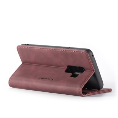 Samsung Galaxy S9+ (G965) CaseMe Retro solīds atvēramais ādas bordo maciņš - maks | Vacins.lv