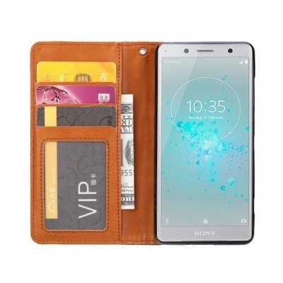Роскошный кожаный чехол-книжка ''Comma" Sony Xperia XZ2 Compact черный | Vacins.lv