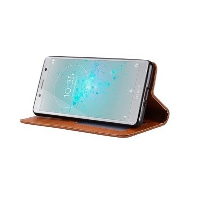 Роскошный кожаный чехол-книжка ''Comma" Sony Xperia XZ2 Compact черный | Vacins.lv