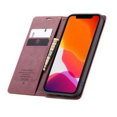 Apple iPhone 12 Mini CaseMe Retro открываемый, бордогово цвета, кожаный чехол – книжка | Vacins.lv