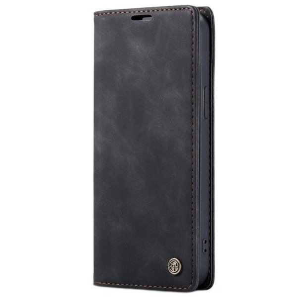 Кожиный чехол-книжка "CaseMe" Retro – чёрный (iPhone 12 Pro Max)