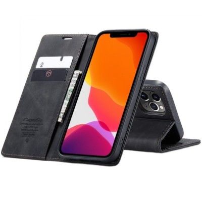 Apple iPhone 12 Pro Max CaseMe Retro открываемый, чёрного цвета, кожаный чехол – книжка | Vacins.lv