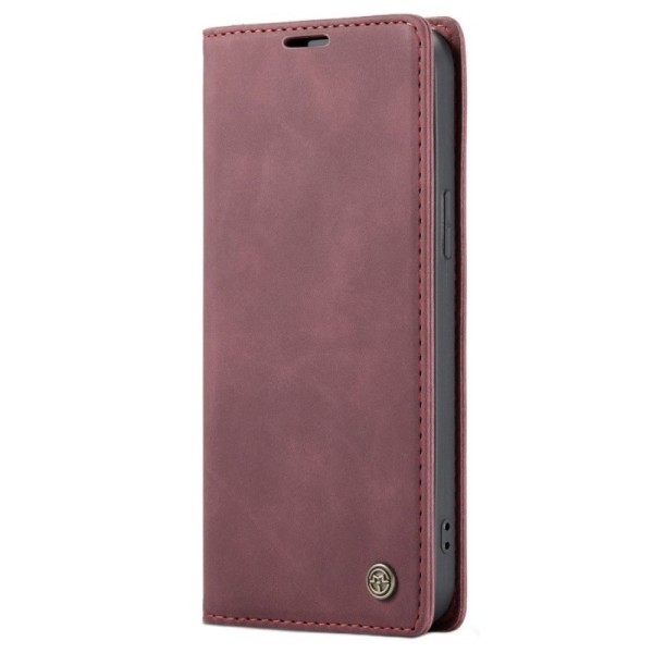Кожиный чехол-книжка "CaseMe" Retro – бордовый (iPhone 12 Pro Max)