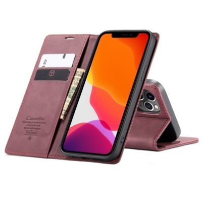 Apple iPhone 12 Pro Max CaseMe Retro открываемый, бордогово цвета, кожаный чехол – книжка | Vacins.lv