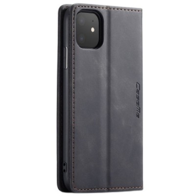 Apple iPhone 11 CaseMe Retro solīds atvēramais ādas melns maciņš - maks | Vacins.lv