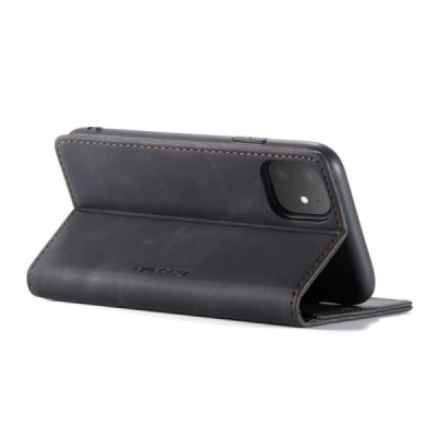 Apple iPhone 11 CaseMe Retro solīds atvēramais ādas melns maciņš - maks | Vacins.lv