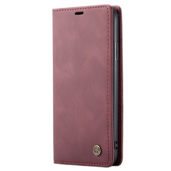Кожиный чехол-книжка "CaseMe" Retro – бордовый (iPhone 11)