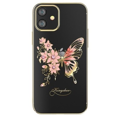 Apple iPhone 12 Mini Kingxbar Crystal  Wings Swarovski пластиковый прозрачный золотой чехол с кристаллами | Vacins.lv