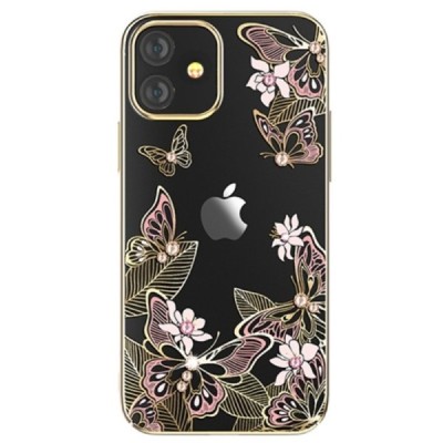 Apple iPhone 12 Mini Kingxbar Butterflies Swarovski пластиковый прозрачный золотой чехол с кристаллами | Vacins.lv