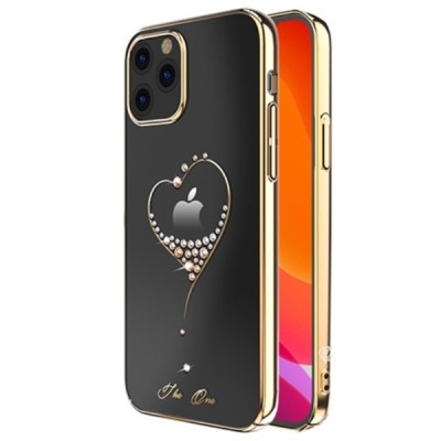Apple iPhone 12 Pro Max Kingxbar Crystal  Love Swarovski пластиковый прозрачный золотой чехол с кристаллами | Vacins.lv