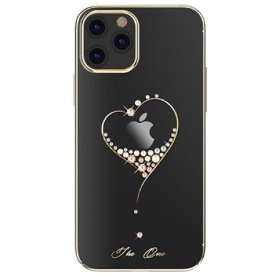 Apple iPhone 12 Pro Max Kingxbar Crystal  Love Swarovski пластиковый прозрачный золотой чехол с кристаллами | Vacins.lv