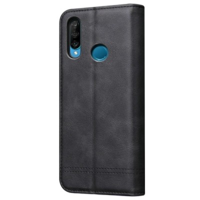 Deluxe Huawei P30 Lite чёрный кожаный чехол-книжка | Vacins.lv