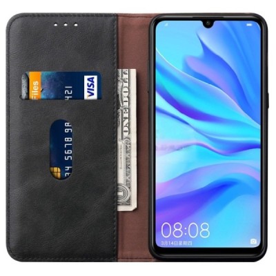 Deluxe Huawei P30 Lite чёрный кожаный чехол-книжка | Vacins.lv