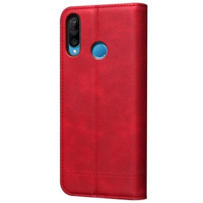 Deluxe Huawei P30 Lite красный кожаный чехол-книжка | Vacins.lv