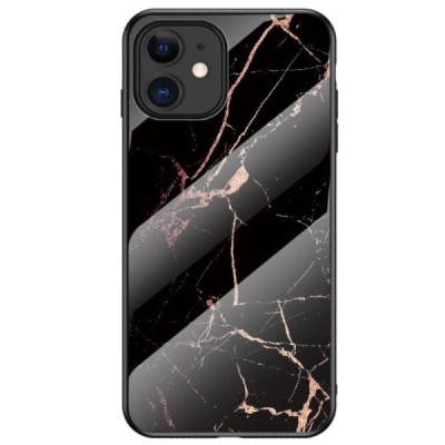 Apple iPhone 12 Mini „Marble“ твердый силиконовый чехол TPU чёрного / золотoго цвета | Vacins.lv