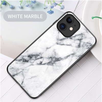 Apple iPhone 12 Mini „Marble“ твердый силиконовый чехол TPU белого цвета | Vacins.lv