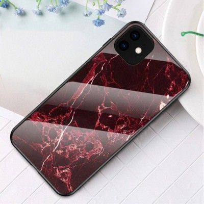 Apple iPhone 11 „Marble“ cieta silikona (TPU) melns / sarkans apvalks | vacins.lv