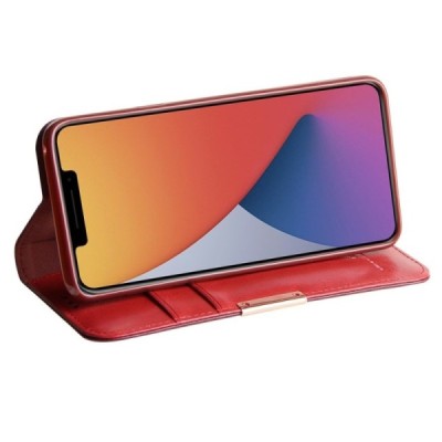 „Dzgogo“ Royale открываемый бордовый кожаный чехол - книжка для Apple iPhone 12 Pro Max | Vacins.lv