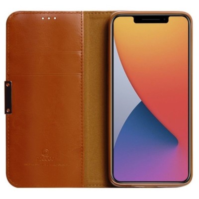 „Dzgogo“ Royale открываемый коричневый кожаный чехол – книжка для Apple iPhone 12 Pro Max | Vacins.lv