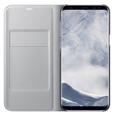 Samsung Galaxy S8+ (G955) оригинальный Led View Cover открываемый серебристый кожаный чехол - книжка | Vacins.lv