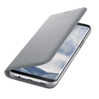 Samsung Galaxy S8+ (G955) оригинальный Led View Cover открываемый серебристый кожаный чехол - книжка | Vacins.lv