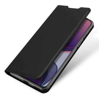 OnePlus 8T Dux Ducis Skin sērijas melns ādas atvērams maciņš | Vacins.lv