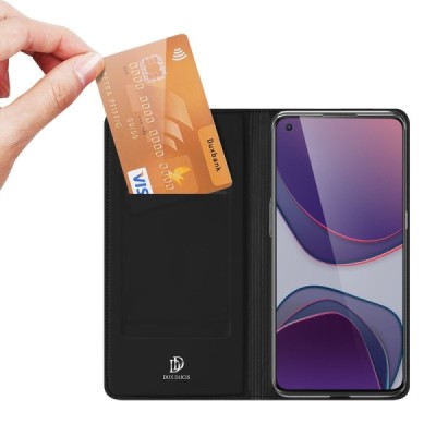OnePlus 8T Dux Ducis Skin sērijas melns ādas atvērams maciņš | Vacins.lv