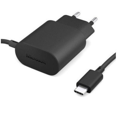 Origināls „Microsoft“ tīkla lādētājs ar iebūvētu vadu ar USB Type-C savienojums (AC-100E, Eiropa) | Vacins.lv