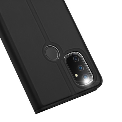 OnePlus Nord N100 „Dux Ducis“ Skin sērijas melns ādas atvērams maciņš | Vacins.lv