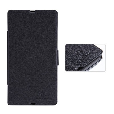 Nillkin Fresh atverčiamas Sony Xperia Z juodas odinis dėklas - knygutė / Priedai.lt