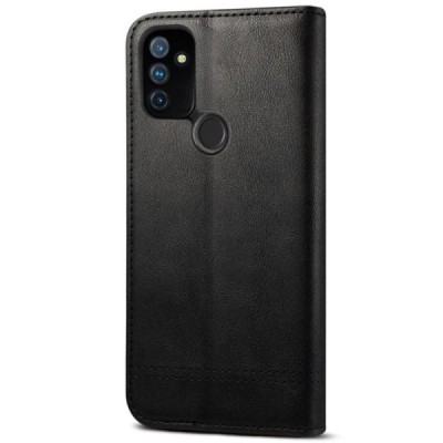 Deluxe OnePlus Nord N100 чёрный кожаный чехол-книжка | Vacins.lv