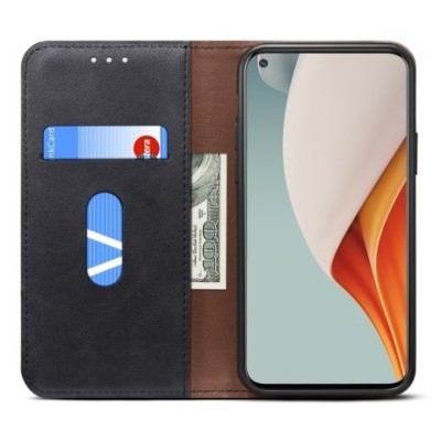 Deluxe OnePlus Nord N100 чёрный кожаный чехол-книжка | Vacins.lv
