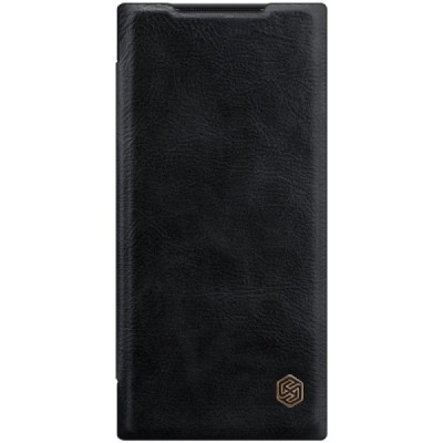 Роскошный чёрный кожаный чехол Nillkin Qin Series для Samsung Galaxy Note 20 Ultra (N986F) | Vacins.lv