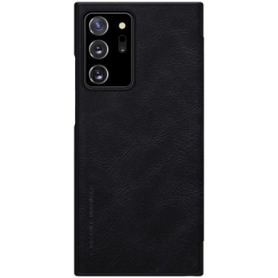 Роскошный чёрный кожаный чехол Nillkin Qin Series для Samsung Galaxy Note 20 Ultra (N986F) | Vacins.lv