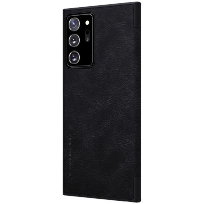 Роскошный чёрный кожаный чехол Nillkin Qin Series для Samsung Galaxy Note 20 Ultra (N986F) | Vacins.lv