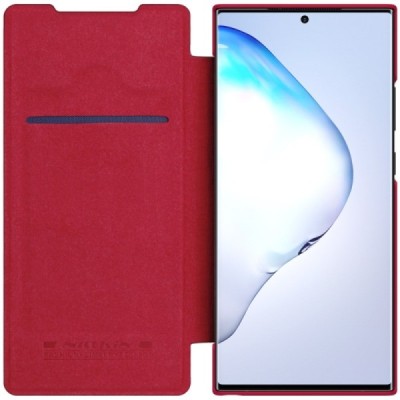 Роскошный красный кожаный чехол Nillkin Qin Series для Samsung Galaxy Note 20 Ultra (N986F) | Vacins.lv