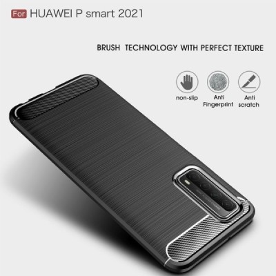 Huawei P smart 2021 (Y7a) „Carbon“ cieta silikona (TPU) melns apvalks | vacins.lv