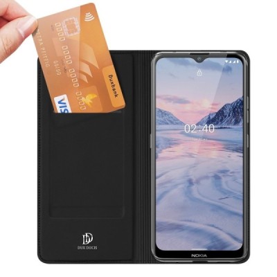 Nokia 2.4 „Dux Ducis“ Skin sērijas melns ādas atvērams maciņš | Vacins.lv