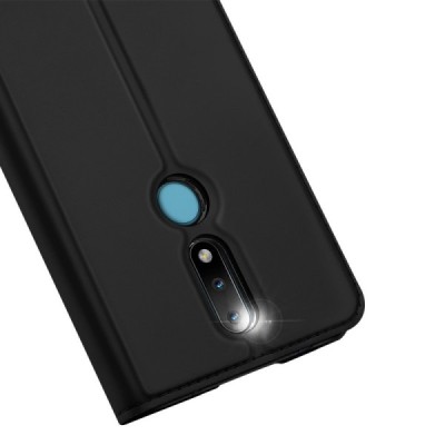 Nokia 2.4 „Dux Ducis“ Skin sērijas melns ādas atvērams maciņš | Vacins.lv