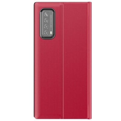 Huawei P smart 2021 View Line открываемый красный кожаный чехол - книжка | Vacins.lv