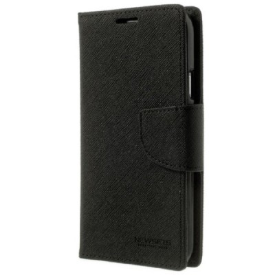Samsung Galaxy S6 (G920) „Mercury“ Fancy чёрный кожаный чехол-книжка | Vacins.lv