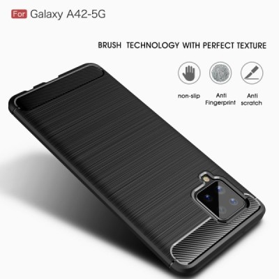 Samsung Galaxy A42 5G Carbon cieta silikona (TPU) melns apvalks | vacins.lv