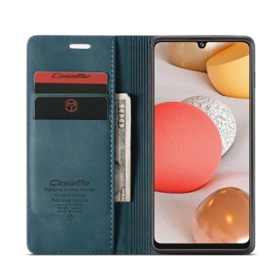 Samsung Galaxy A42 5G CaseMe Retro solīds atvēramais ādas zaļš maciņš - maks | Vacins.lv