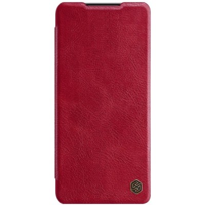 Роскошный красный кожаный чехол Nillkin Qin Series для Samsung Galaxy S21 (G991B) | Vacins.lv