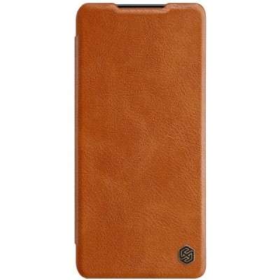 Роскошный коричневый кожаный чехол Nillkin Qin Series для Samsung Galaxy S21 (G991B) | Vacins.lv