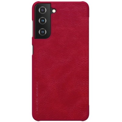 Samsung Galaxy S21+ (G996B) greznais Nillkin Qin sērijas ādas atvērams sarkans maciņš, maks | Vacins.lv