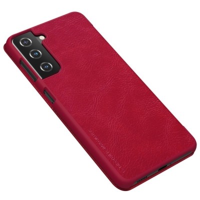 Samsung Galaxy S21+ (G996B) greznais Nillkin Qin sērijas ādas atvērams sarkans maciņš, maks | Vacins.lv